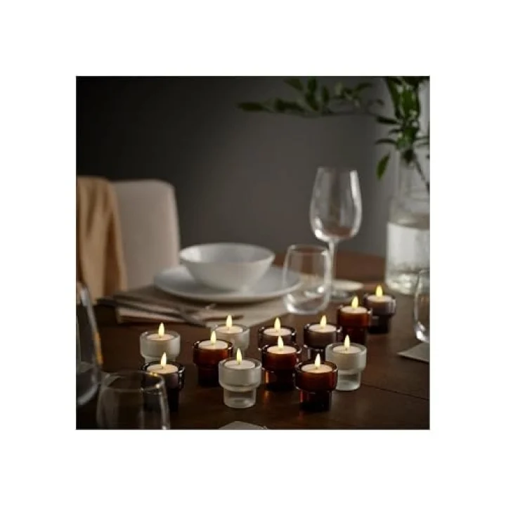 LEDli tealight mum, beyaz, şarj tepsili