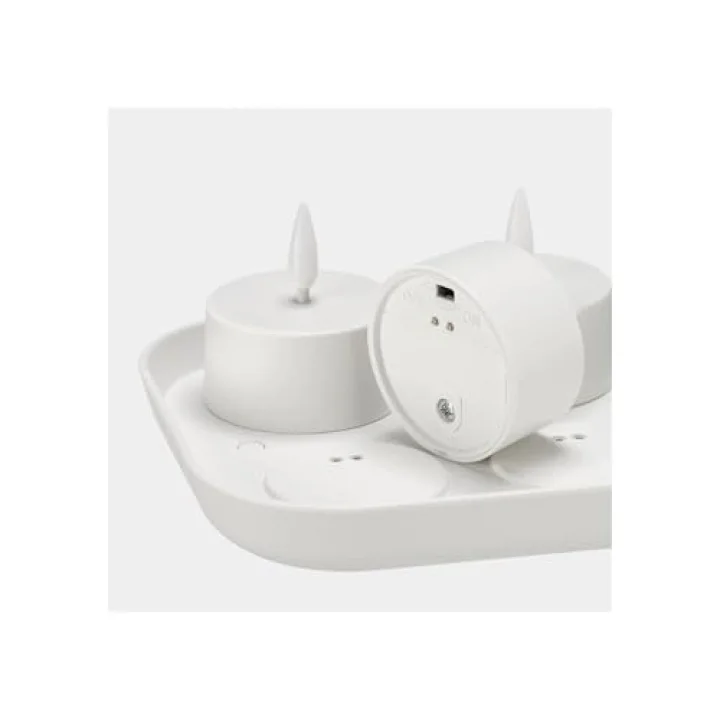 LEDli tealight mum, beyaz, şarj tepsili