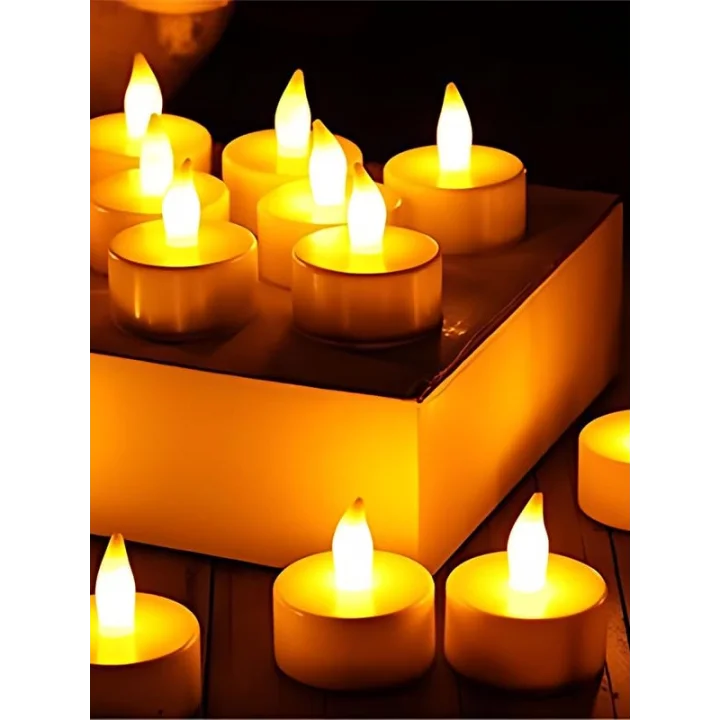 Led Mum 12’li Tealight Set – Pilli, Dumansız, Dekoratif LED Mum – Sarı Işık Ortam Aydınlatma