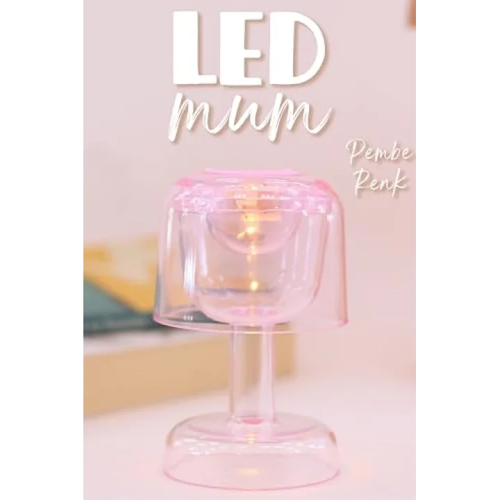 Led Mum İskandinav Tip Pil Dahil Dumansız Alev Ledli Yapay Dekoratif Mum Dekor Işığı PT428 (Pembe)