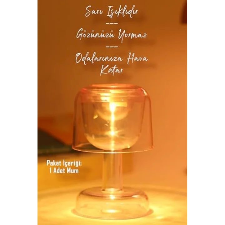 Led Mum İskandinav Tip Pil Dahil Dumansız Alev Ledli Yapay Dekoratif Mum Dekor Işığı PT428 (Pembe)