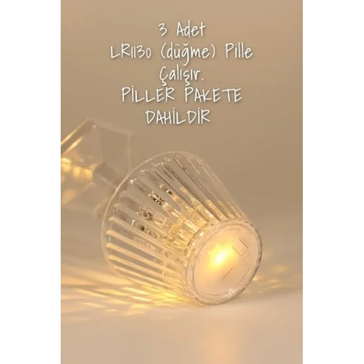 Led Mum Kristal Tip Pil Dahil LEDli Dumansız Alev Yapay Dekoratif Mum Dekor Işığı Şeffaf PR288
