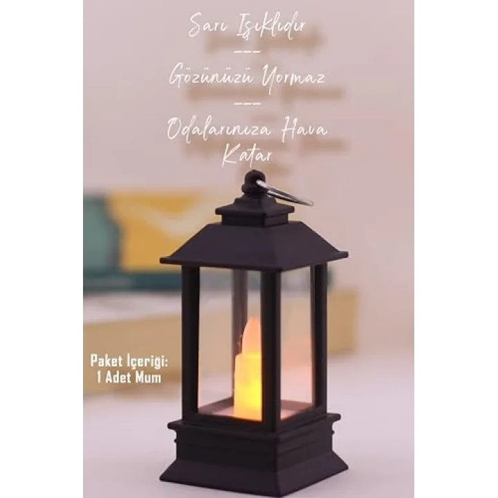 Led Mum Mini Dörtgen Tip Pil Dahil Dumansız Alev Ledli Yapay Dekoratif Mum Dekor Işığı PT434 (Siyah)