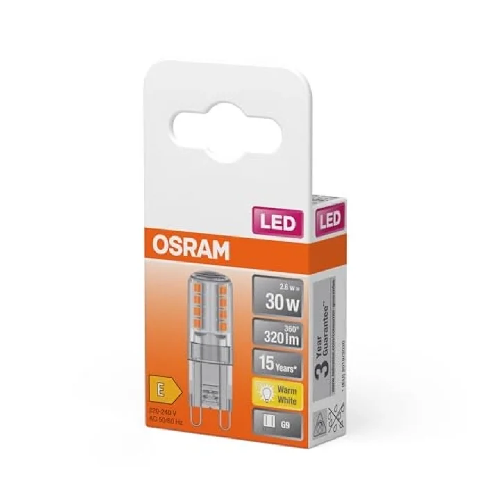 Led Star Pin CL 30 2.6 W 2700 Kelvin Ampul, Sarı Işık, G9 Duy [Enerji Sınıfı E]