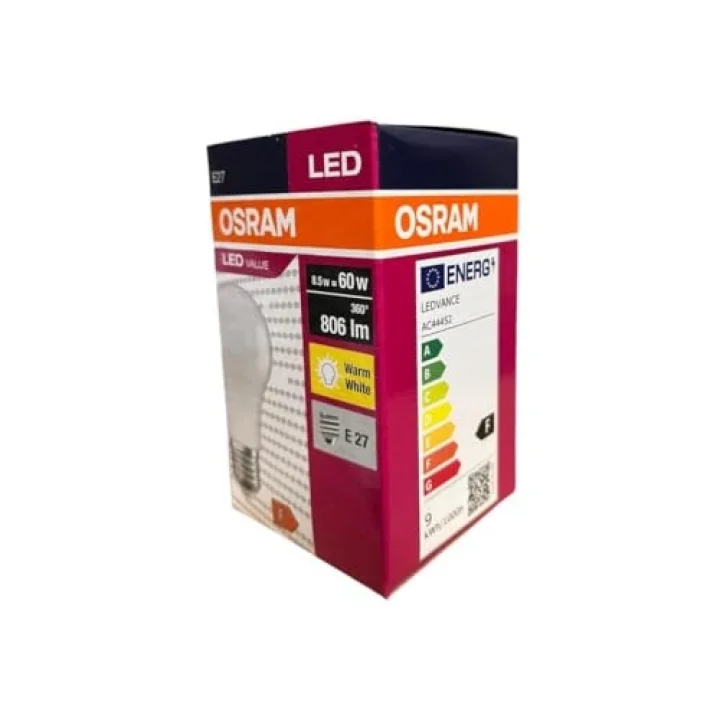 LEDValue 8.5W E27 LED Ampul | 2700K Sıcak Sarı Işık, 806 Lümen, 60W Eşdeğer | Enerji Tasarruflu Ampul – 10lu Paket