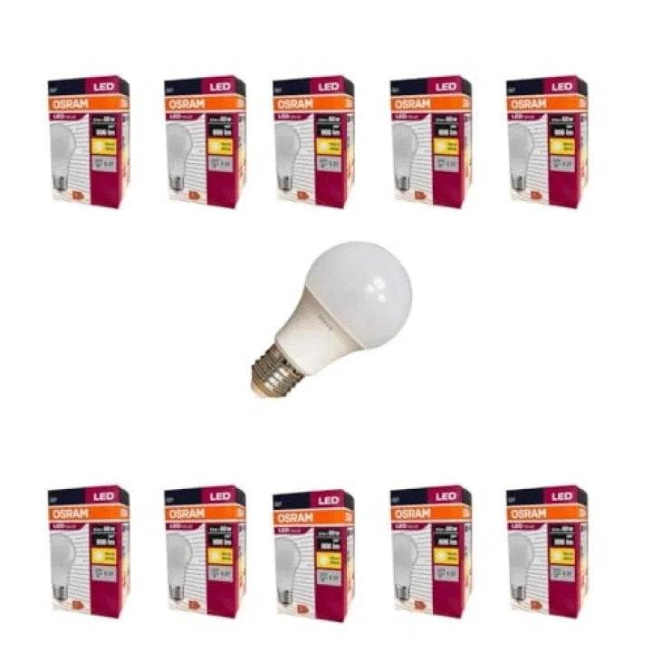 LEDValue 8.5W E27 LED Ampul | 2700K Sıcak Sarı Işık, 806 Lümen, 60W Eşdeğer | Enerji Tasarruflu Ampul – 10lu Paket
