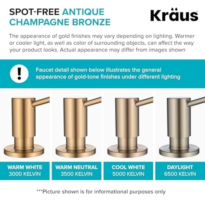 Lekesiz Antik Şampanya Bronz, KSD-43SFACB Mutfak Sabunu ve Losyon Dispenseri
