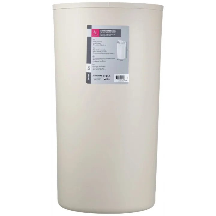 Lenox 35 lt Çöp Kovası, Kapaklı, 30 x 56 cm, Bej