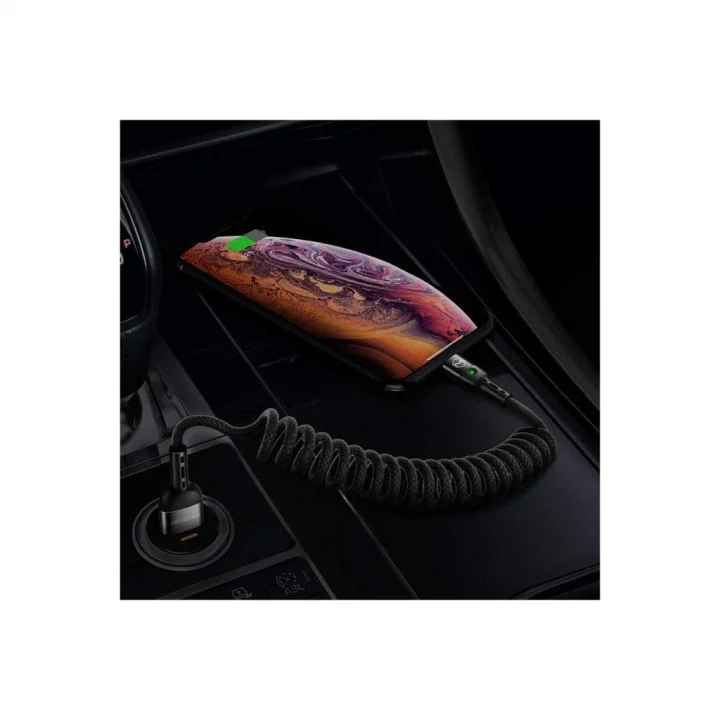 Lightning Spiral Ledli Örgü Kablo 1.8M 2A Siyah