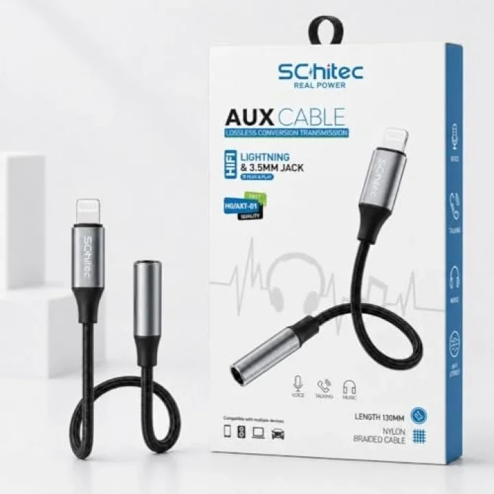Lightning to 3.5mm AUX Dönüştürücü 10cm Siyah HG/AXT-01