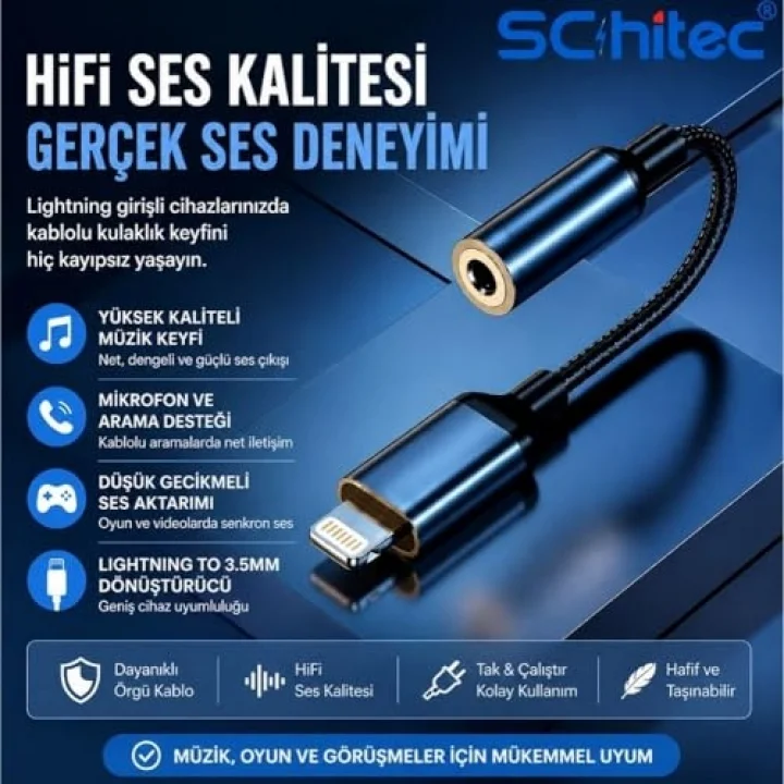 Lightning to 3.5mm AUX Dönüştürücü 10cm Siyah HG/AXT-01