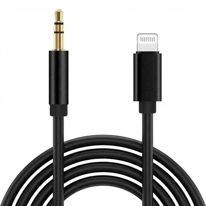 Lightning to 3.5mm Aux Ses Kablosu, 1 Metre, Apple iOS Uyumlu Dönüştürücü (Siyah)