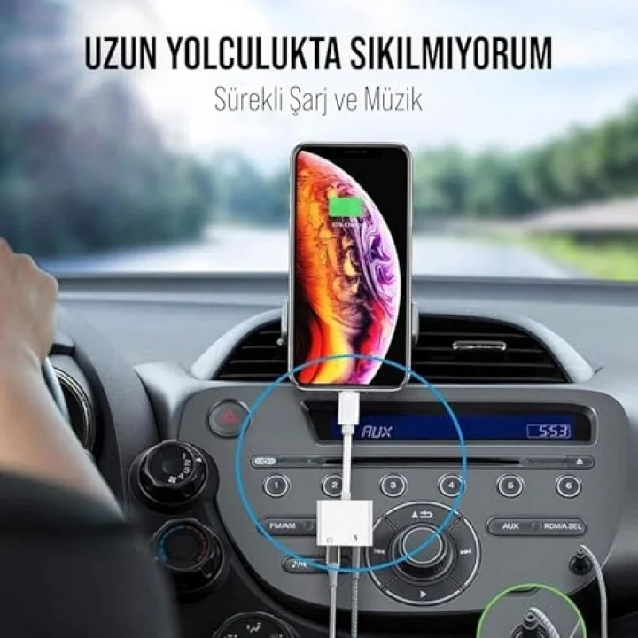Lightning to 3.5mm Jack & Lightning Dönüştürücü | Çift Çıkış Adaptörü | Yüksek Ses Kalitesi ve Hızlı Şarj | Kulaklık Desteği | Şık ve Dayanıklı Tasarım