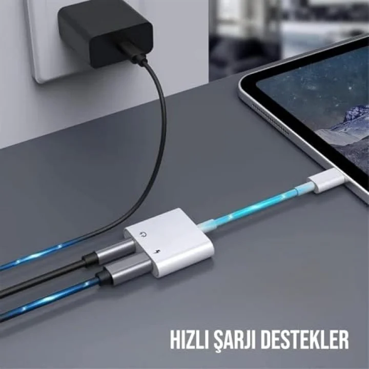 Lightning to 3.5mm Jack & Lightning Dönüştürücü | Çift Çıkış Adaptörü | Yüksek Ses Kalitesi ve Hızlı Şarj | Kulaklık Desteği | Şık ve Dayanıklı Tasarım