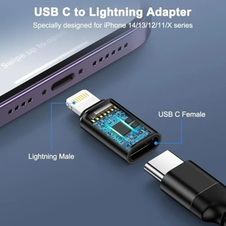Lightning To USB Type C Dönüştürücü Adaptör x 2 Adet – IPhone & IPad Uyumlu/Iphone 14e Kadar Uyumlu