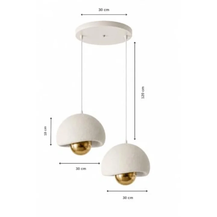 Limon 3D Desing 2 Li Sarkıt Avize Bohem Beton Görünüm Rustik E27 Modern Avize (E27 Ampul Dahildir.) YV-1-104
