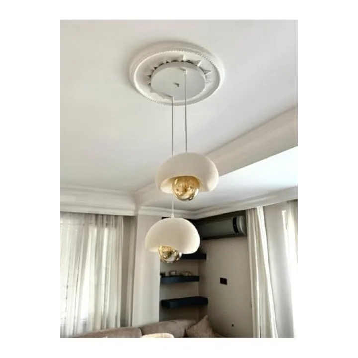 Limon 3D Desing 2 Li Sarkıt Avize Bohem Beton Görünüm Rustik E27 Modern Avize (E27 Ampul Dahildir.) YV-1-104