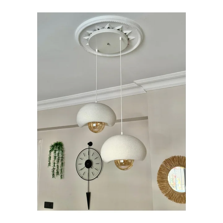 Limon 3D Desing 2 Li Sarkıt Avize Bohem Beton Görünüm Rustik E27 Modern Avize (E27 Ampul Dahildir.) YV-1-104