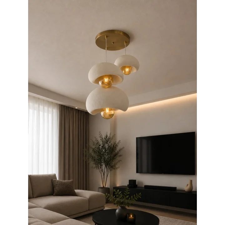 Limon 3D Desing 3 Lü Sarkıt Antrasit Avize Rustik 20-30-40 E27 Modern Avize Bohem Beton Görünüm (AMPUL HEDİYEDİR.!) YVR-B-40-102