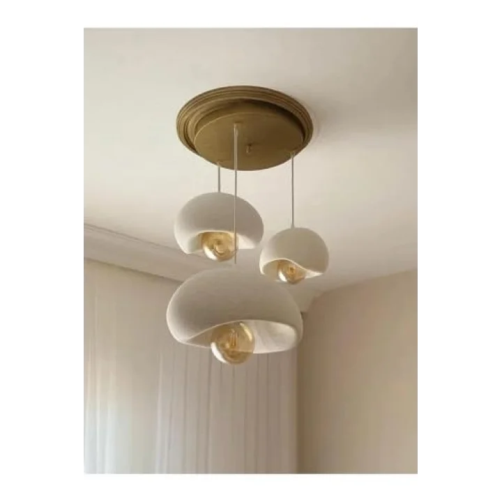 Limon 3D Desing 3 Lü Sarkıt Antrasit Avize Rustik 20-30-40 E27 Modern Avize Bohem Beton Görünüm (AMPUL HEDİYEDİR.!) YVR-B-40-102