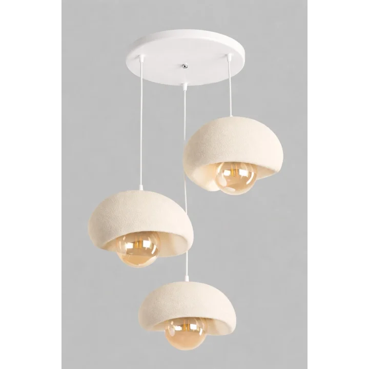 Limon 3D Desing 3 Lü Sarkıt Avize Krem Rustik E27 Modern Avize Bohem Beton Görünüm 30 cm (Rustik Ampül Dahildir) YVR-B-101-KR