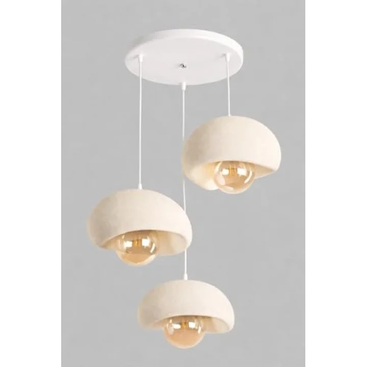 Limon 3D Desing 3 Lü Sarkıt Avize Krem Rustik E27 Modern Avize Bohem Beton Görünüm 30 cm (Rustik Ampül Dahildir) YVR-B-101-KR