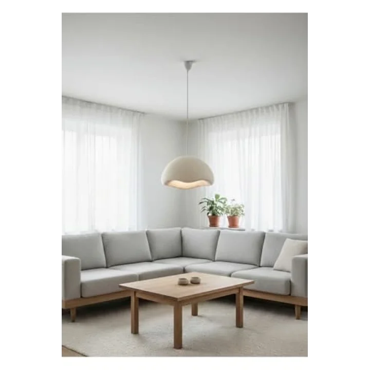 Limon 3D Desing Modern Beton Görünümlü Sarkıt Avize | Minimal Dalga Form | E27 Ampul Dahil btn-0052110