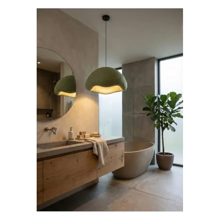 Limon 3D Desing Modern Beton Görünümlü Sarkıt Avize | Minimal Dalga Form | E27 Ampul Dahil btn-005213