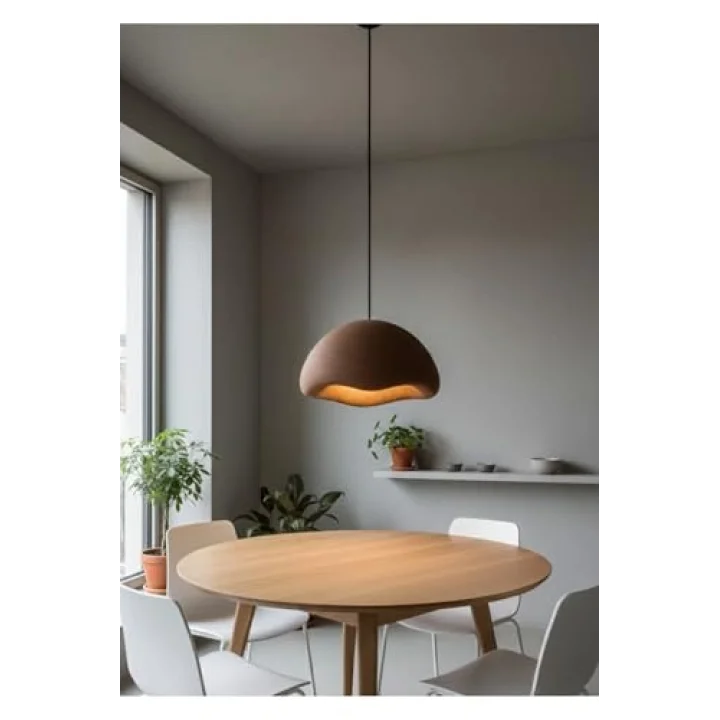 Limon 3D Desing Modern Beton Görünümlü Sarkıt Avize | Minimal Dalga Form | E27 Ampul Dahil btn-005218