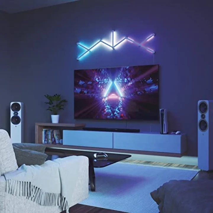 Lines 60 Derece Başlangıç ​​Seti, 9 Adet Akıllı RGBW LED Işık Çubuğu – Modüler Wi-Fi İç Mekan Duvar Aydınlatması (16 Milyon Renk), Alexa, Google ve Apple ile Uyumlu