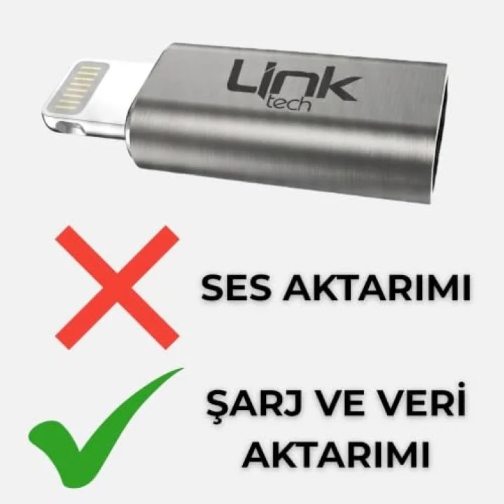 LinkTech Type-C to Lightning Dönüştürücü Adaptör, USB 3.1 Hızlı Şarj (3A) ve 5 Gbps Veri Aktarımı, iPhone ve iPad Uyumlu Kompakt Şarj Çevirici (Gri)