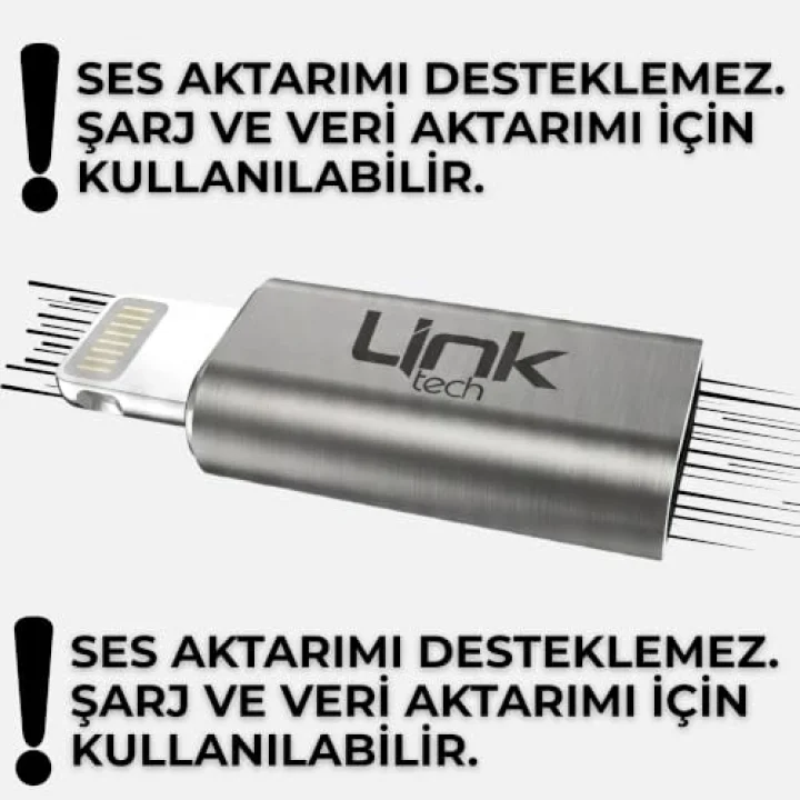 LinkTech Type-C to Lightning Dönüştürücü Adaptör, USB 3.1 Hızlı Şarj (3A) ve 5 Gbps Veri Aktarımı, iPhone ve iPad Uyumlu Kompakt Şarj Çevirici (Gri)