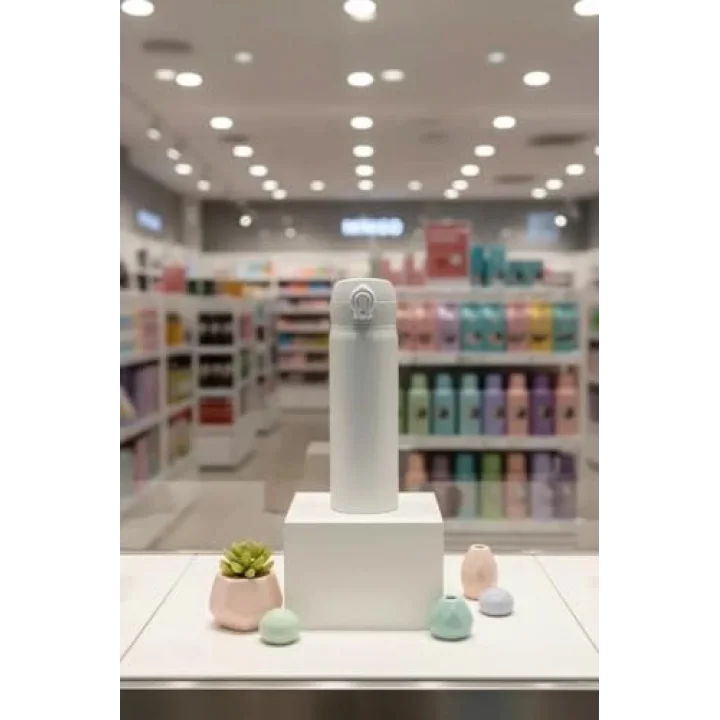 Lisanslı Klasik Serisi Flip Top Yalıtımlı Termos 450 Ml Çift Katmanlı Çelik Beyaz, 2019306610101