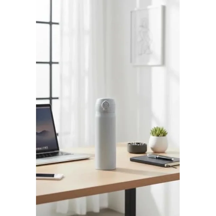 Lisanslı Klasik Serisi Flip Top Yalıtımlı Termos 450 Ml Çift Katmanlı Çelik Beyaz, 2019306610101