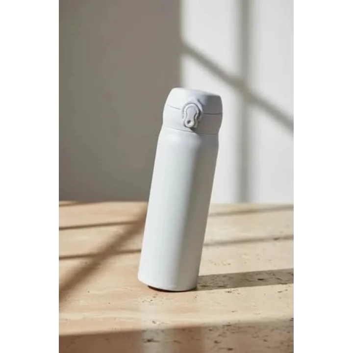 Lisanslı Klasik Serisi Flip Top Yalıtımlı Termos 450 Ml Çift Katmanlı Çelik Beyaz, 2019306610101