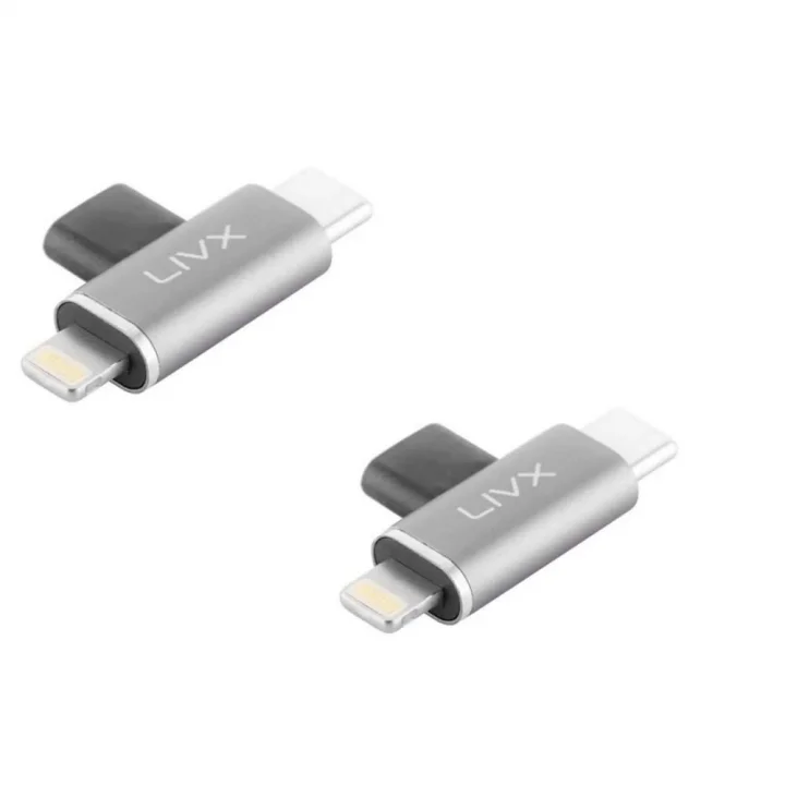 Livx Type C To Lightning/Type C Şarj ve 5Gbps Veri Aktarımı iPhone Yuva Çevirici Dönüştürücü Otg Adaptör Otgbt İkili Paket