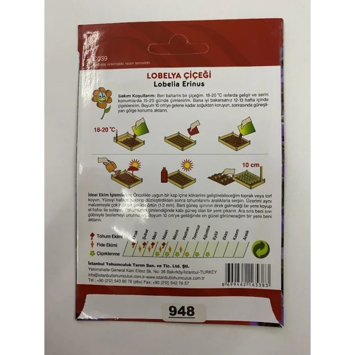 LOBELYA ÇİÇEĞİ (ÇOKLU TOHUM) - 400 Tohum - KARIŞIK Renk