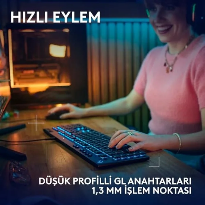 Logitech G G915 X Tactile Kablolu Düşük Profilli RGB Aydınlatmalı PC/Mac için Mekanik İngilizce Q Oyun Klavyesi, Siyah