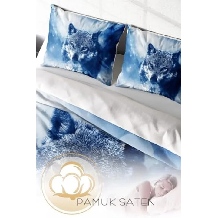 Lonely Wolf Naturel Çift Kişilik Nevresim Takımı, monohome4340