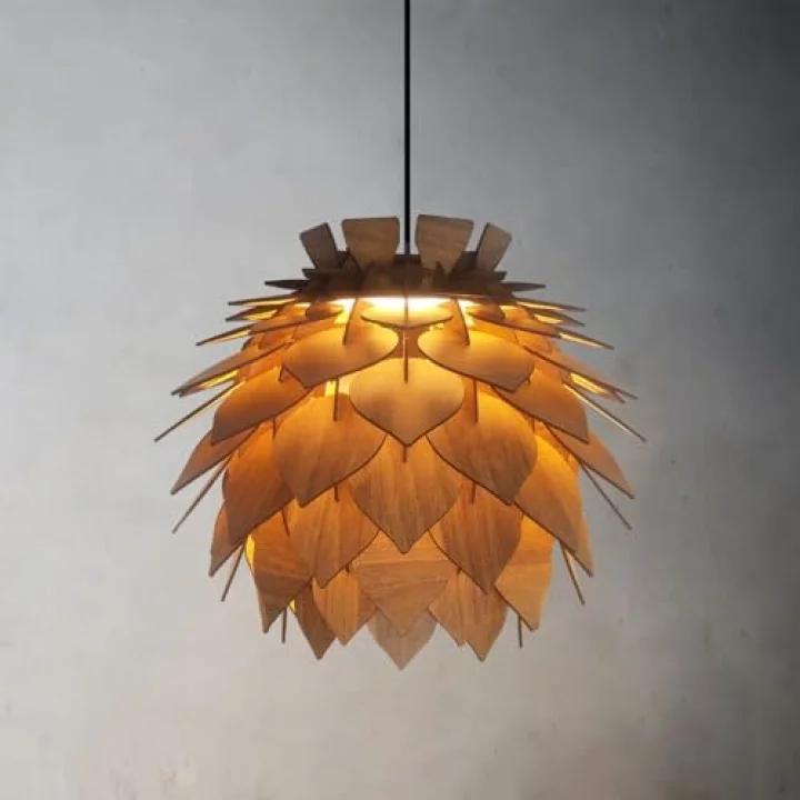 Lotus Ahşap Avize 4 renk Modern Bohem Rustik Avize Tekli Sarkıt Lamba Butik Otantik Aydınlatma Cafe Salon Mutfak Yemek Masası Hol Antre