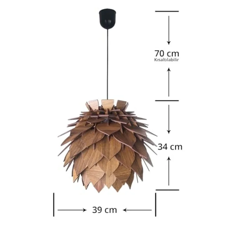 Lotus Ahşap Avize 4 renk Modern Bohem Rustik Avize Tekli Sarkıt Lamba Butik Otantik Aydınlatma Cafe Salon Mutfak Yemek Masası Hol Antre