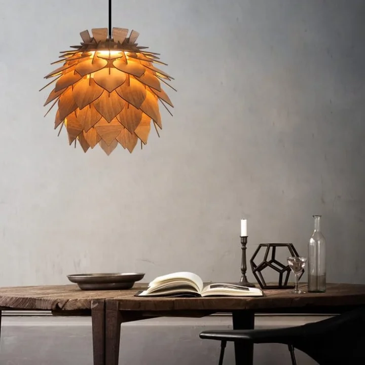 Lotus Ahşap Avize 4 renk Modern Bohem Rustik Avize Tekli Sarkıt Lamba Butik Otantik Aydınlatma Cafe Salon Mutfak Yemek Masası Hol Antre