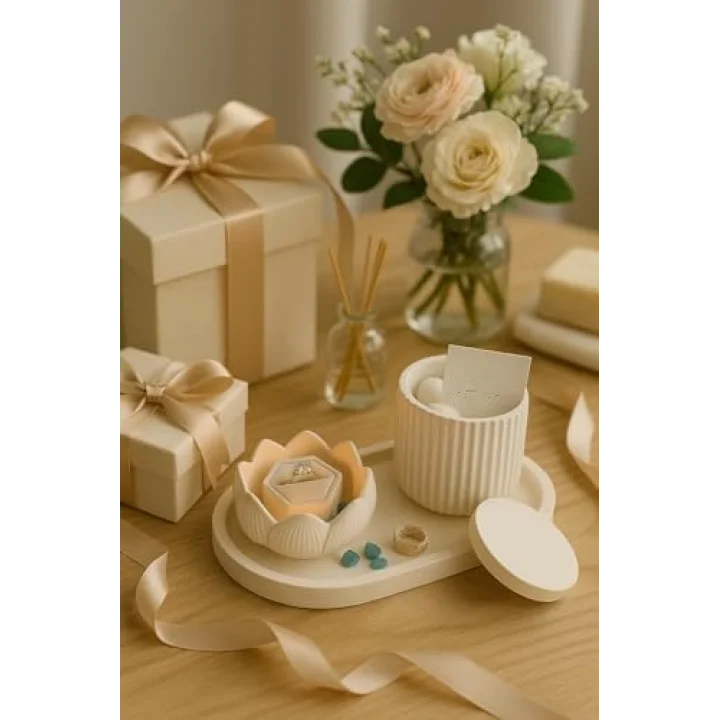Lotus Form Dekoratif Set – Minimalist & Şık Tasarım (4 Parça)