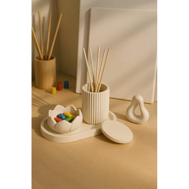 Lotus Form Dekoratif Set – Minimalist & Şık Tasarım (4 Parça)