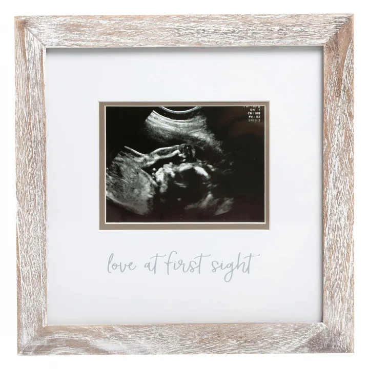Love at First Sight Rustic Sonogram Photo Frame, Baby Keepsake Picture Frame, Gender-Neutral Nursery Deco