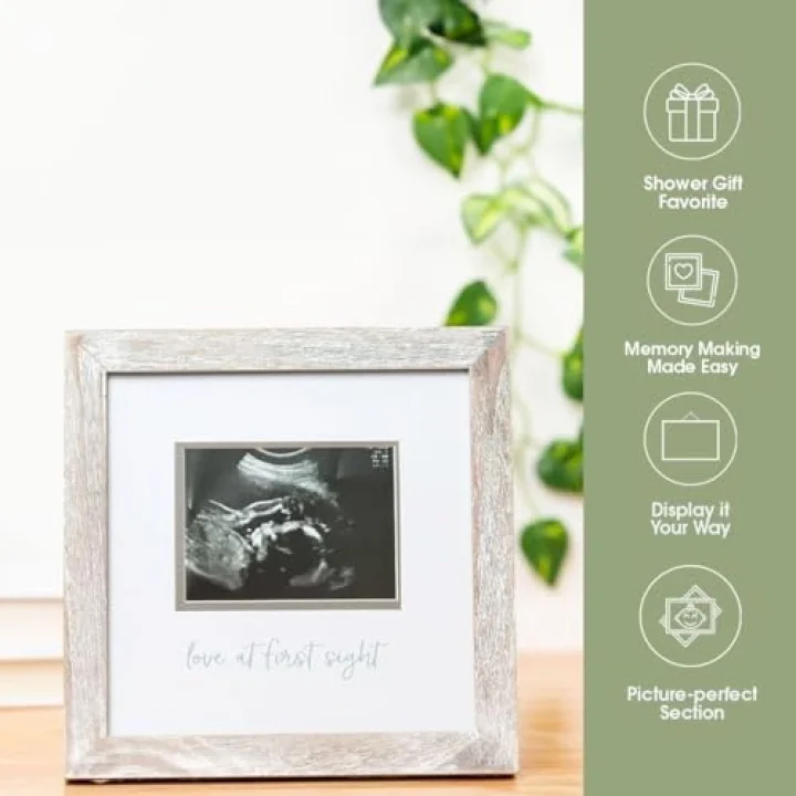 Love at First Sight Rustic Sonogram Photo Frame, Baby Keepsake Picture Frame, Gender-Neutral Nursery Deco