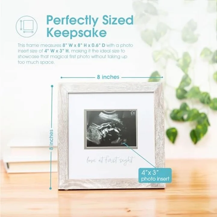 Love at First Sight Rustic Sonogram Photo Frame, Baby Keepsake Picture Frame, Gender-Neutral Nursery Deco