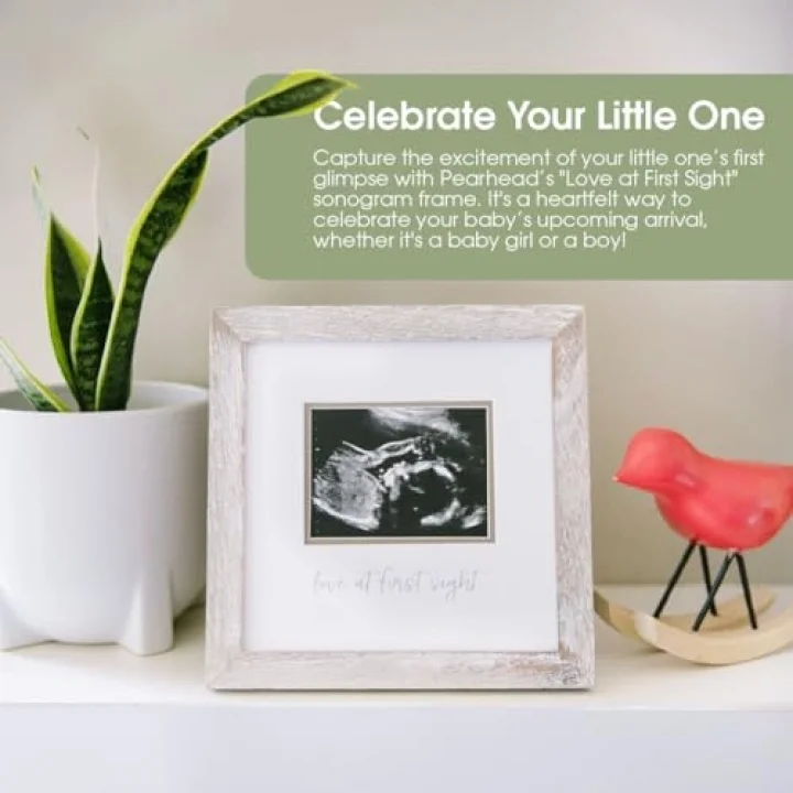 Love at First Sight Rustic Sonogram Photo Frame, Baby Keepsake Picture Frame, Gender-Neutral Nursery Deco