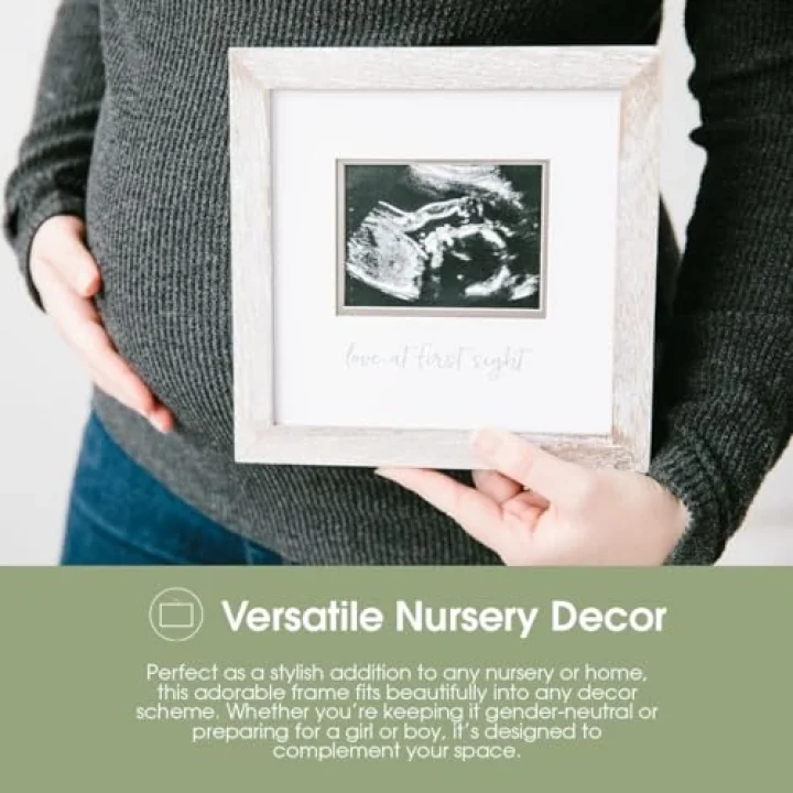 Love at First Sight Rustic Sonogram Photo Frame, Baby Keepsake Picture Frame, Gender-Neutral Nursery Deco