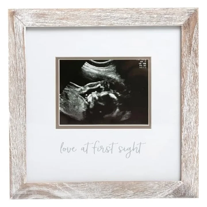 Love at First Sight Rustic Sonogram Photo Frame, Baby Keepsake Picture Frame, Gender-Neutral Nursery Deco